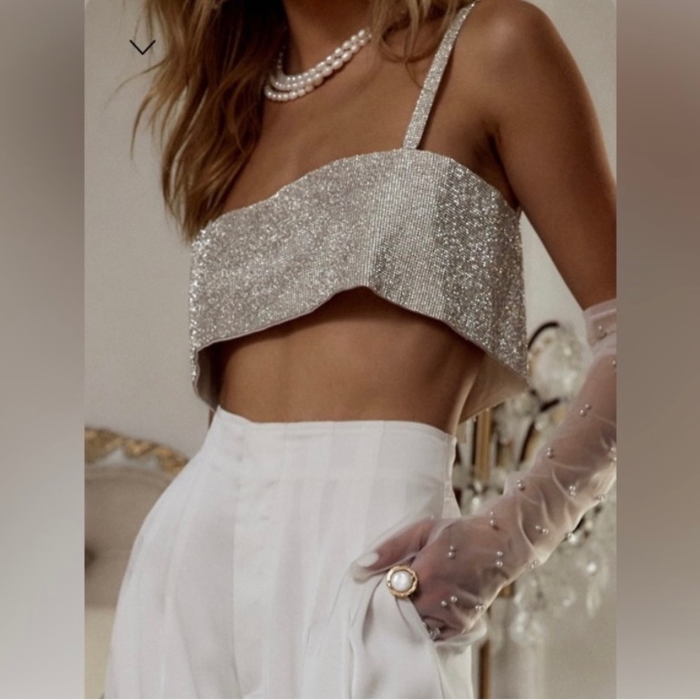 Rhinestone cropped top 12th tribe